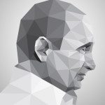 Profile of  man in origami style