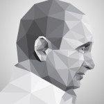 Profile of man in origami style