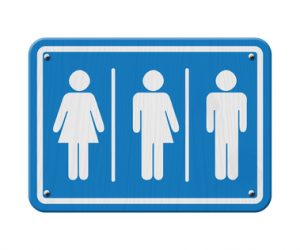 Transgender Sign, Blue and White Sign with a woman, male and transgender symbol